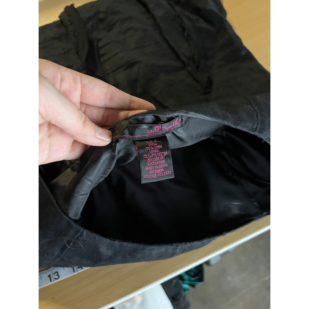 Y2K 100% Linen Midi Skirt Womens 8 Black Ruffle Whimsigoth Dark Fairy Grunge - Picture 3 of 7